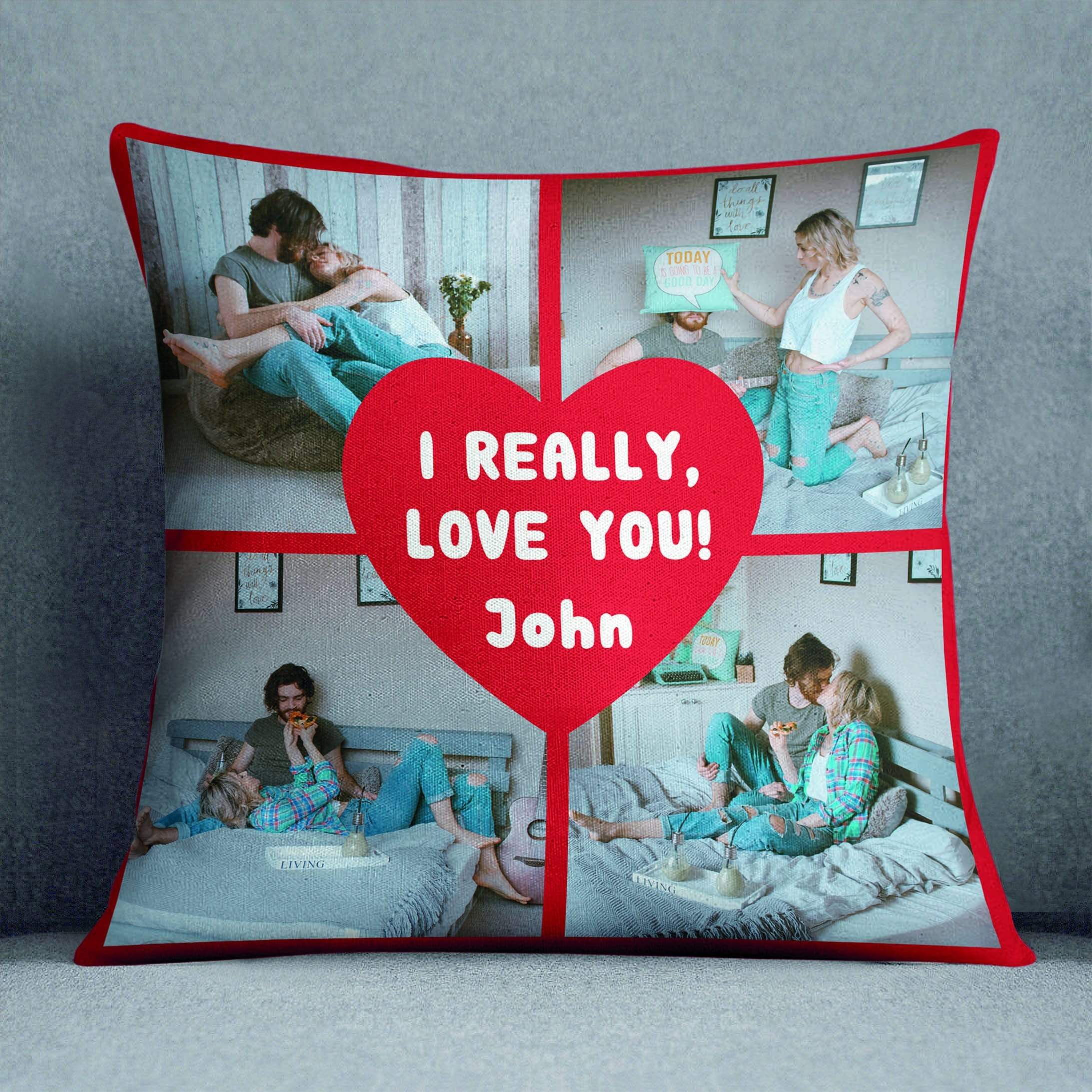 Love Heart Collage Personalised Cushion